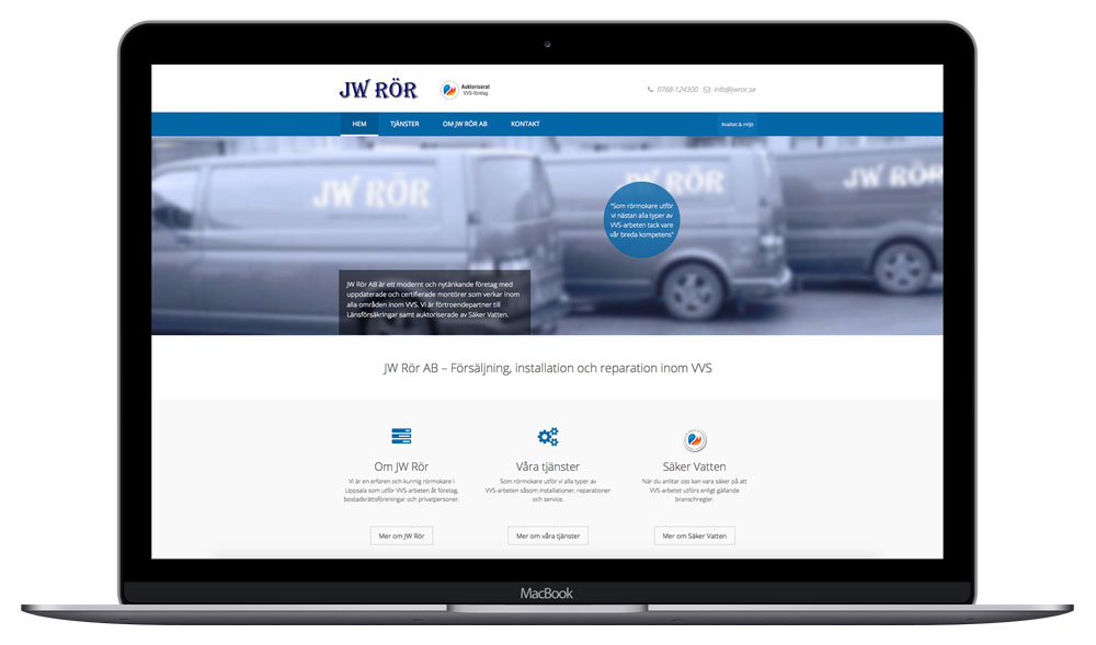 Hemsida för JW Rör AB
